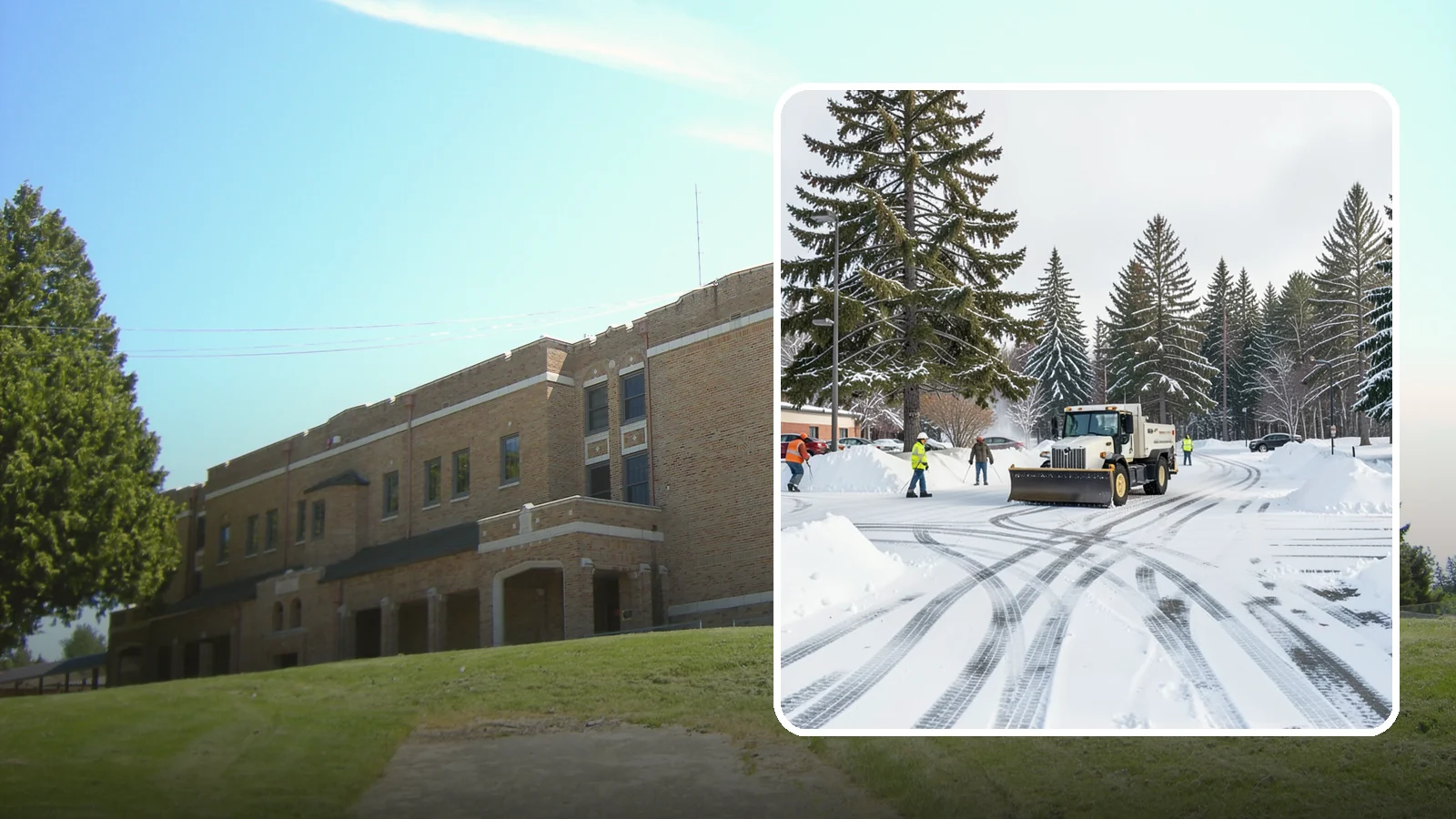 Municipal Parking Lot Snow Removal in Maple Valley, King County, WA - We clear municipal building lots so Western Washington residents and staff can reach public services in any winter weather.