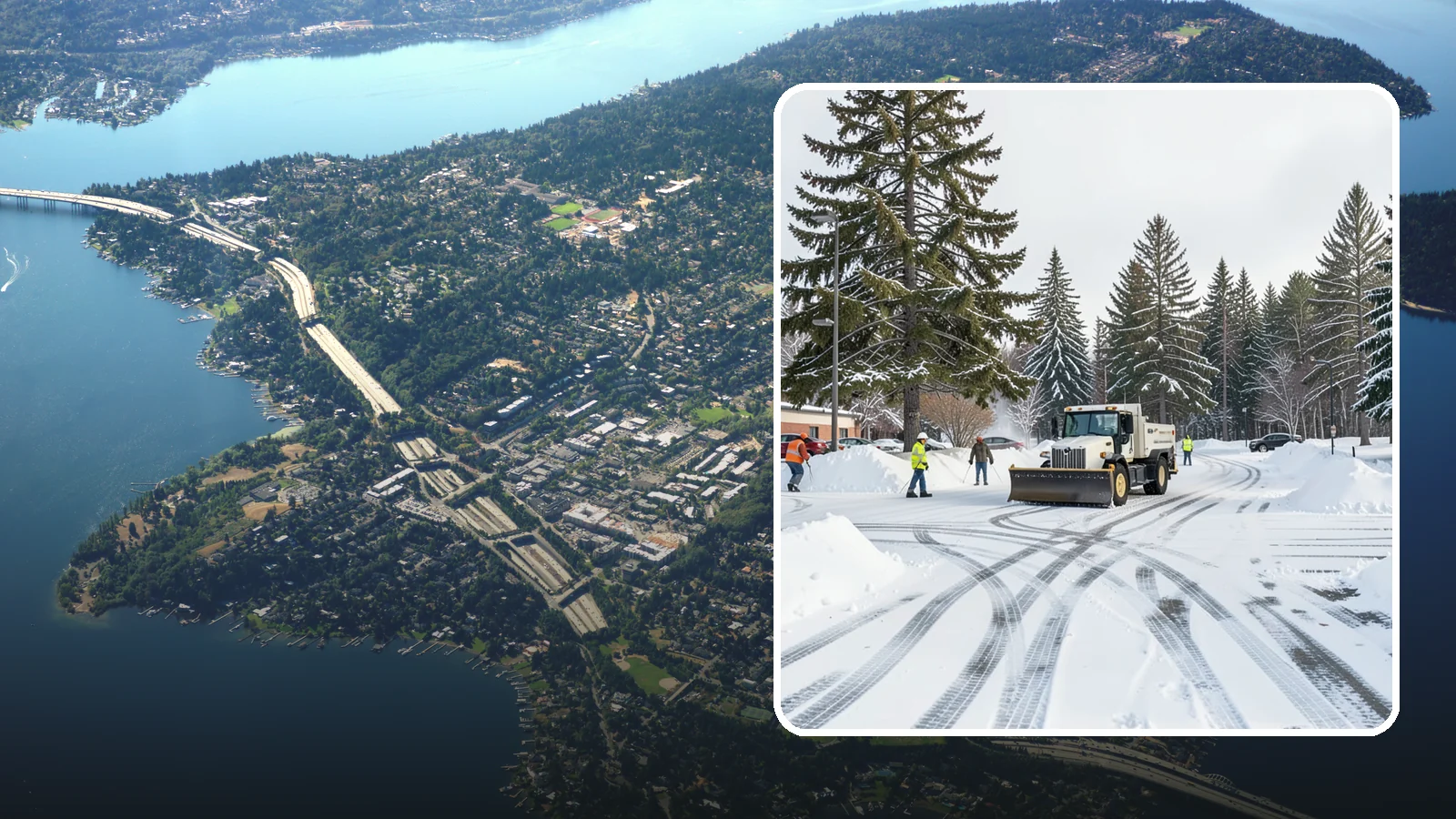 Municipal Parking Lot Snow Removal in Mercer Island, King County, WA - We clear municipal building lots so Western Washington residents and staff can reach public services in any winter weather.