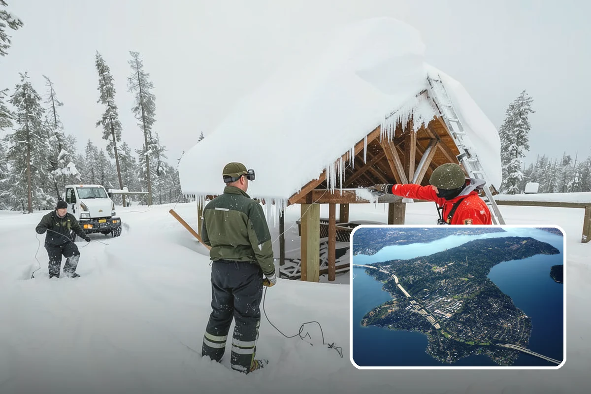 Municipal Parking Lot Snow Removal in Mercer Island, King County, WA - Public and staff parking stay open so services continue during storms