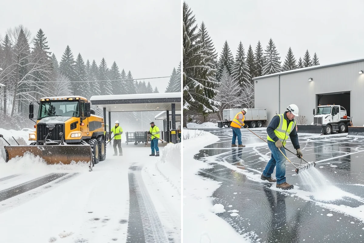 Municipal Parking Lot Snow Removal in Monroe, Snohomish County, WA - Coordinate public lots, staff parking, and entrances with facility staff