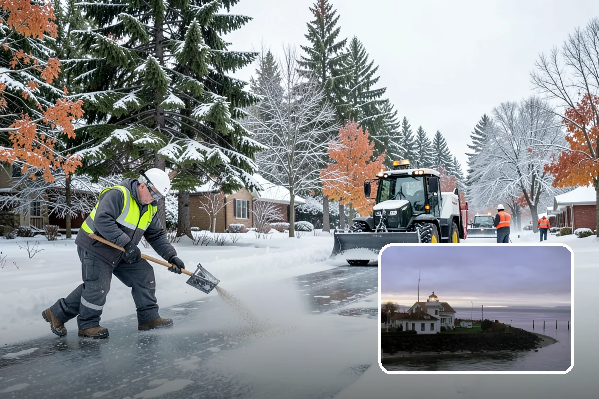 Municipal Parking Lot Snow Removal in Mukilteo, Snohomish County, WA - Public and staff parking stay open so services continue during storms