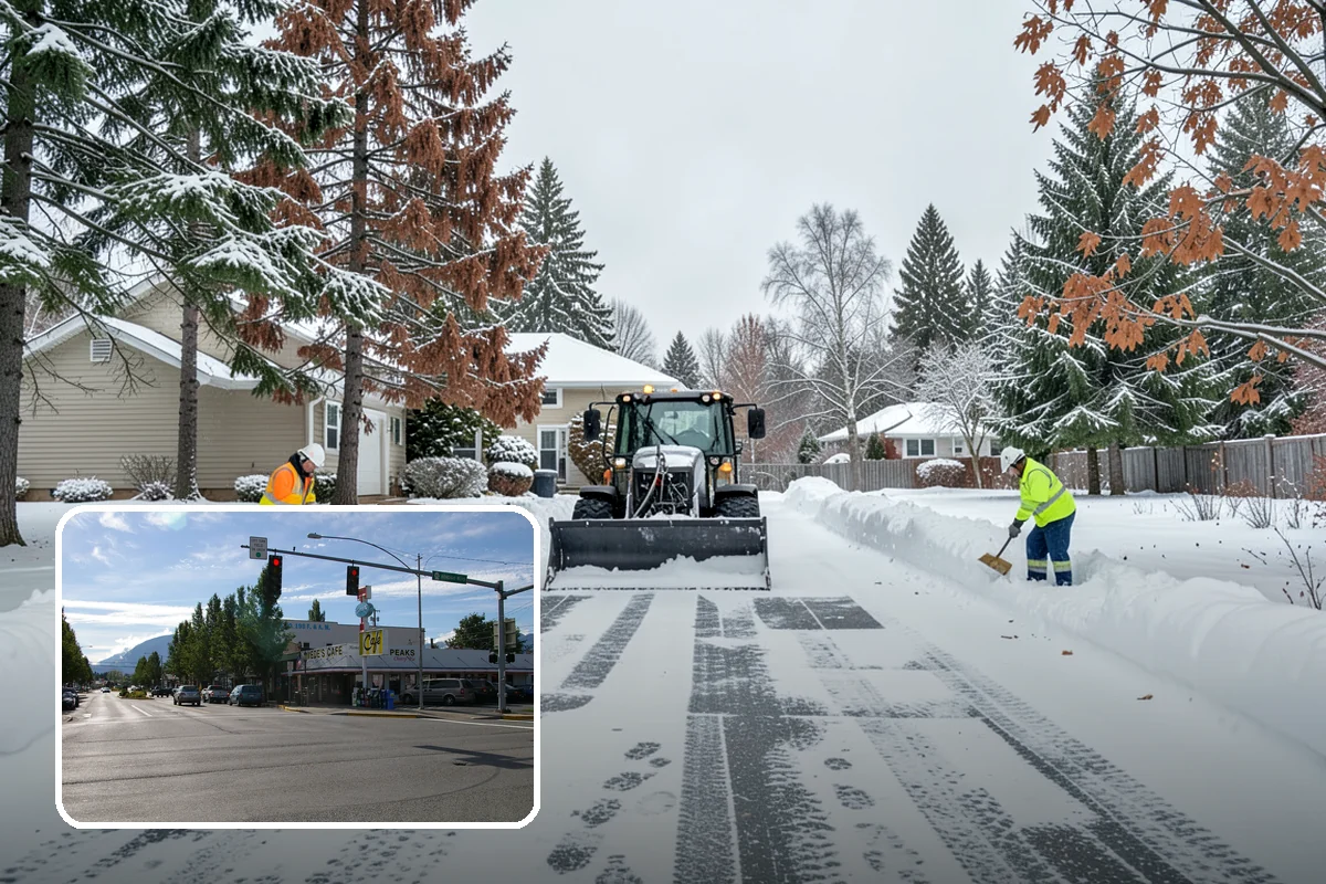 Municipal Parking Lot Snow Removal in North Bend, King County, WA - Public and staff parking stay open so services continue during storms