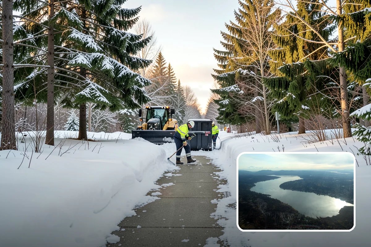 Municipal Parking Lot Snow Removal in Sammamish, King County, WA - Public and staff parking stay open so services continue during storms