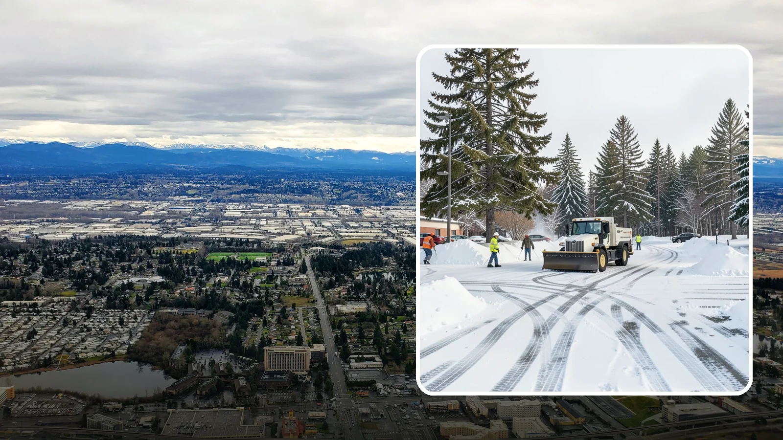 Municipal Parking Lot Snow Removal in SeaTac, King County, WA - We clear municipal building lots so Western Washington residents and staff can reach public services in any winter weather.