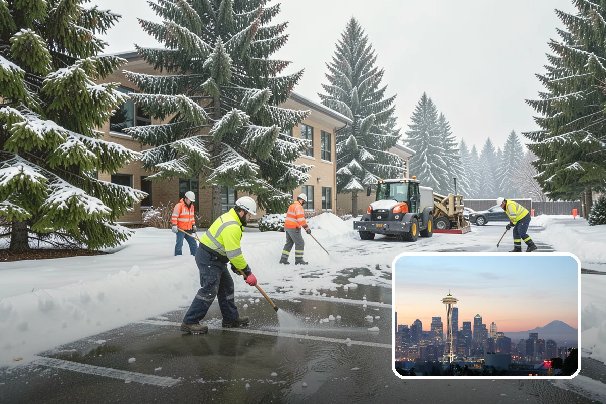 Municipal Parking Lot Snow Removal in Seattle, King County, WA - Public and staff parking stay open so services continue during storms