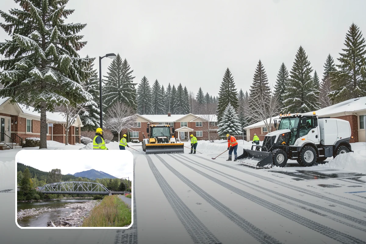 Municipal Parking Lot Snow Removal in Skykomish, King County, WA - Public and staff parking stay open so services continue during storms