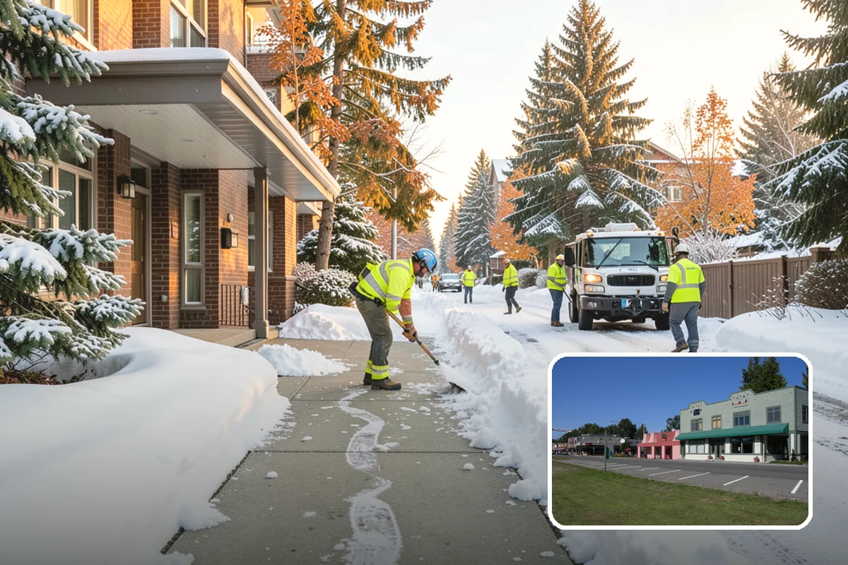 Municipal Parking Lot Snow Removal in Snoqualmie, King County, WA - Public and staff parking stay open so services continue during storms
