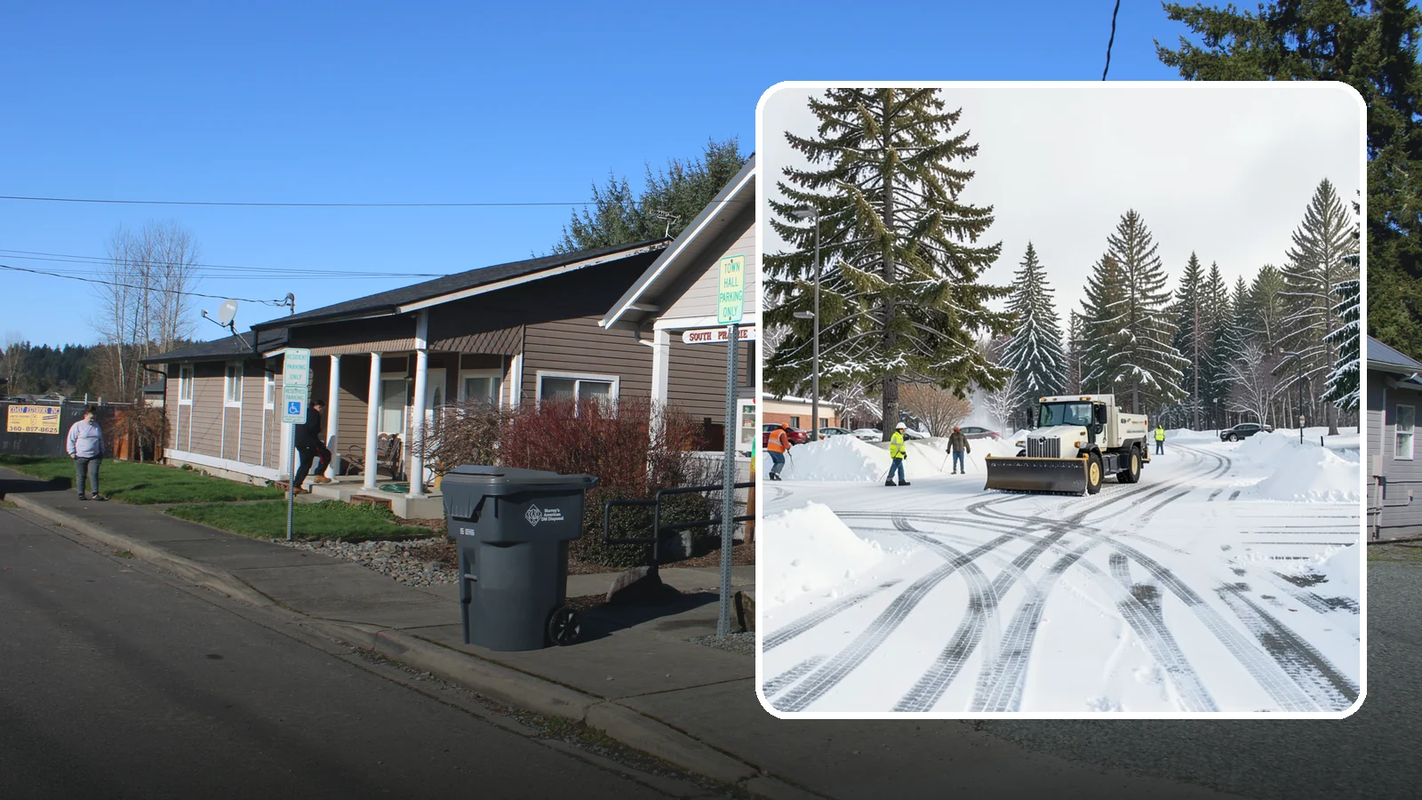 Municipal Parking Lot Snow Removal in South Prairie, Pierce County, WA - We clear municipal building lots so Western Washington residents and staff can reach public services in any winter weather.