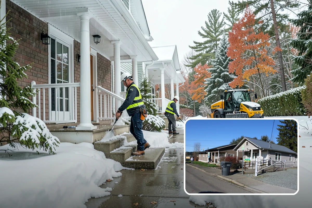 Municipal Parking Lot Snow Removal in South Prairie, Pierce County, WA - Public and staff parking stay open so services continue during storms