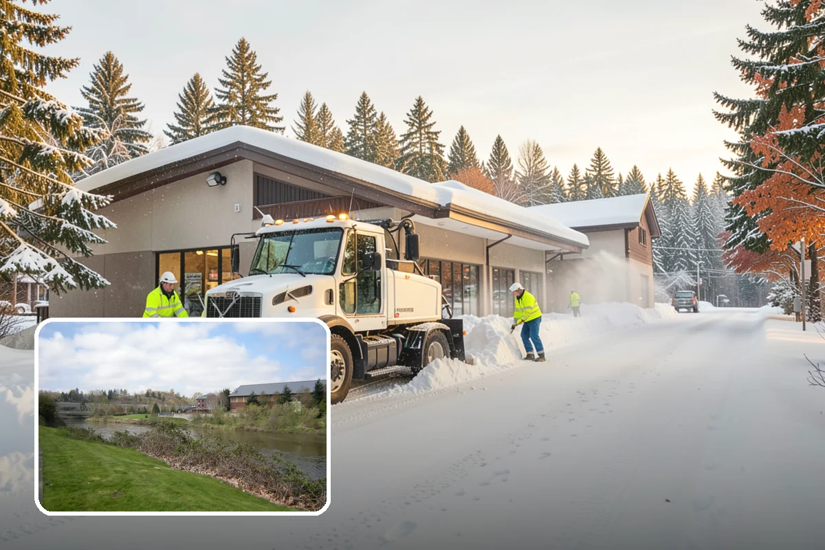 Municipal Parking Lot Snow Removal in Tukwila, King County, WA - Public and staff parking stay open so services continue during storms