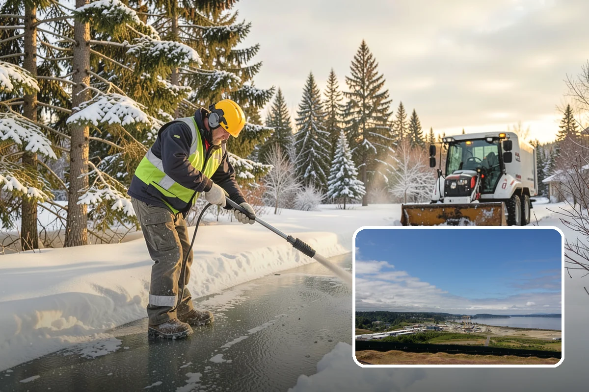 Municipal Parking Lot Snow Removal in University Place, Pierce County, WA - Public and staff parking stay open so services continue during storms