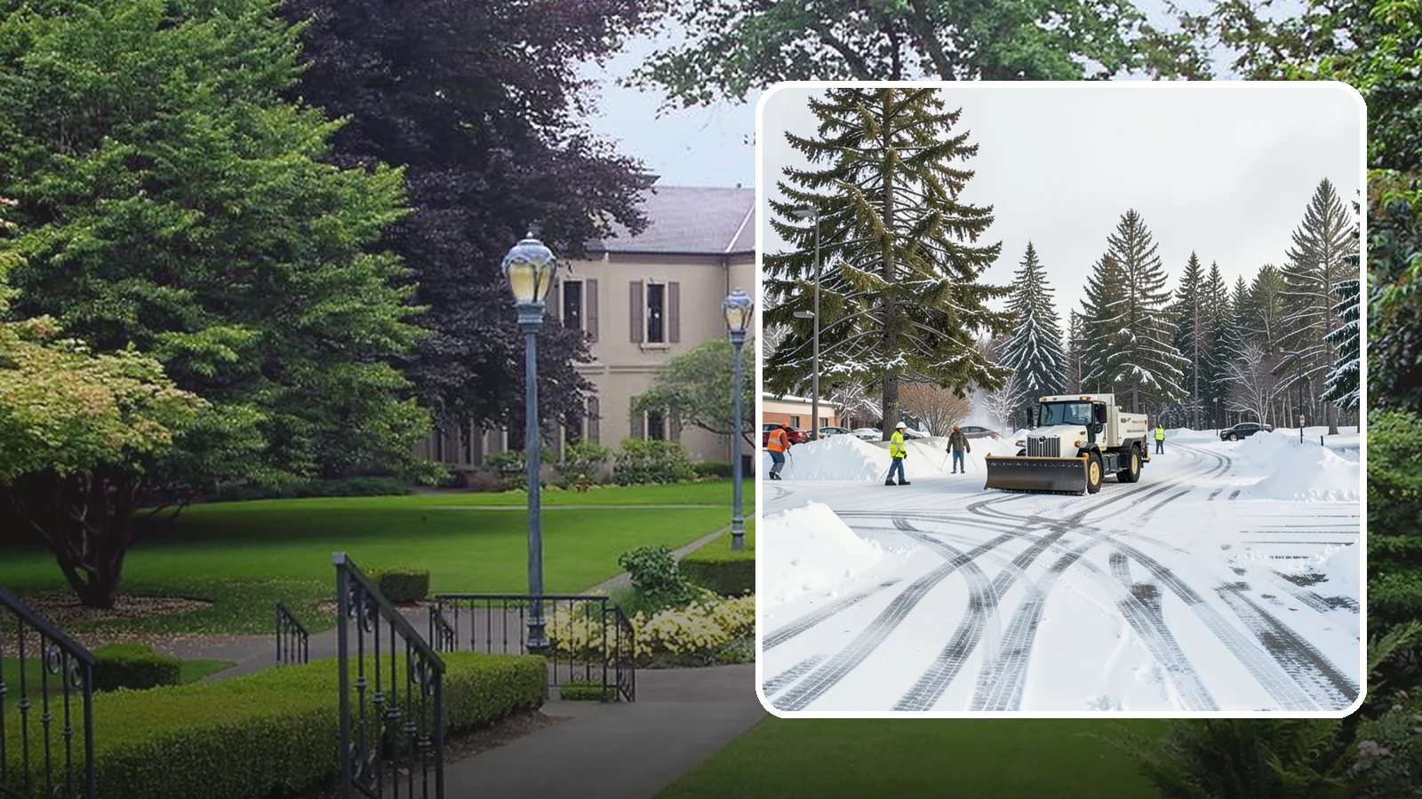 Municipal Parking Lot Snow Removal in Woodinville, King County, WA - We clear municipal building lots so Western Washington residents and staff can reach public services in any winter weather.