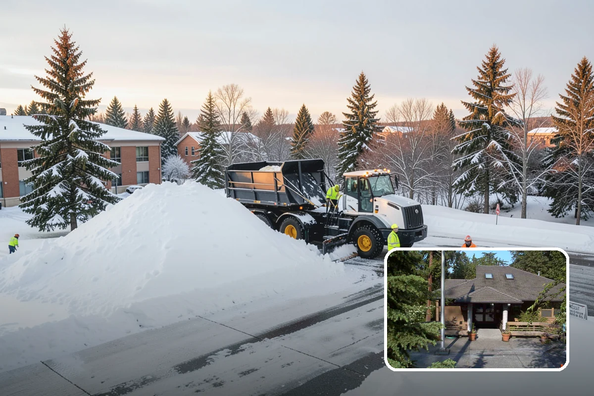 Municipal Parking Lot Snow Removal in Yarrow Point, King County, WA - Public and staff parking stay open so services continue during storms