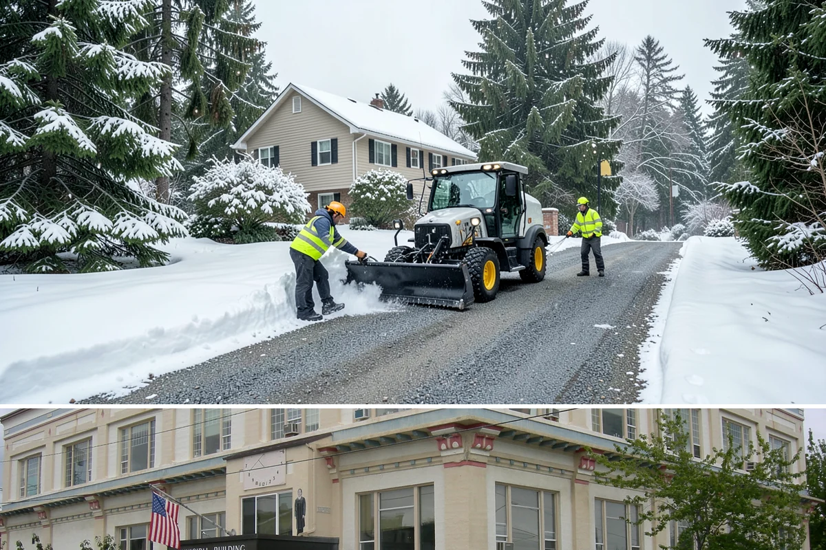 Municipal Sidewalk Clearing in Anacortes, Skagit County, WA - Municipal demand spans late November through February, with shaded downtown blocks and transit stops needing repeated freeze-thaw...