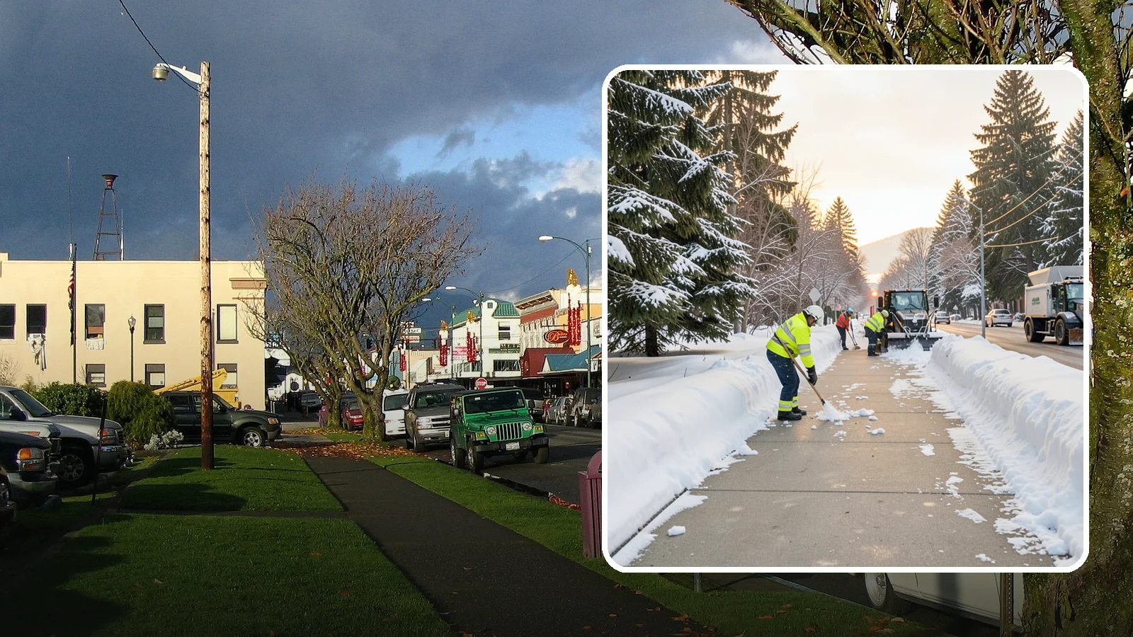 Municipal Sidewalk Clearing in Arlington, Snohomish County, WA - Public right-of-way sidewalk clearing for Western Washington municipalities, keeping civic walks, transit approaches, and...