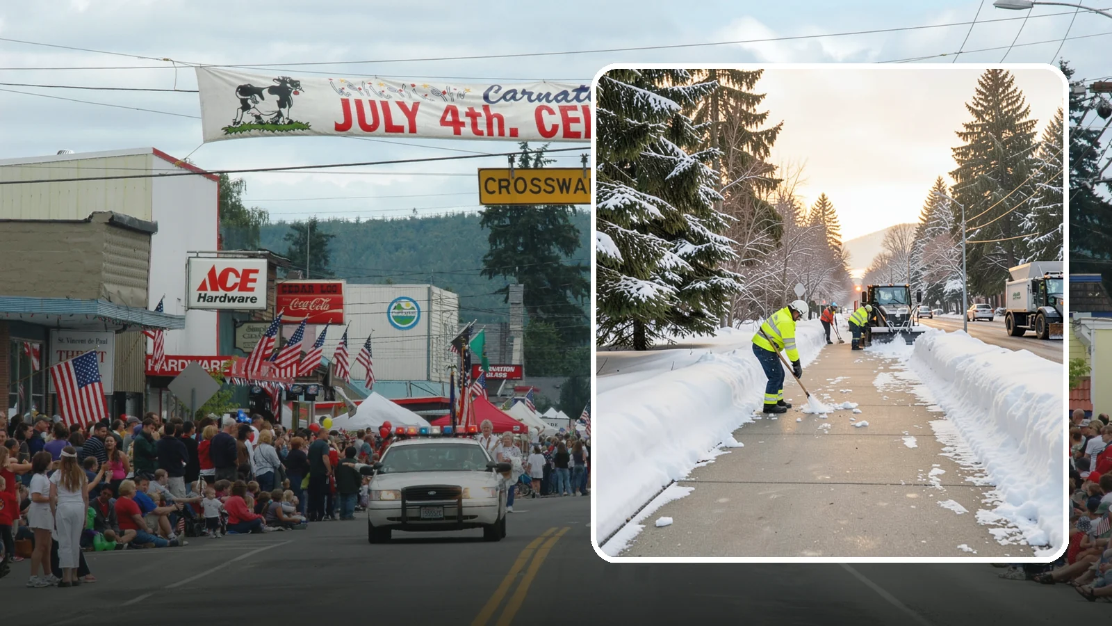 Municipal Sidewalk Clearing in Carnation, King County, WA - Public right-of-way sidewalk clearing for Western Washington municipalities, keeping civic walks, transit approaches, and...