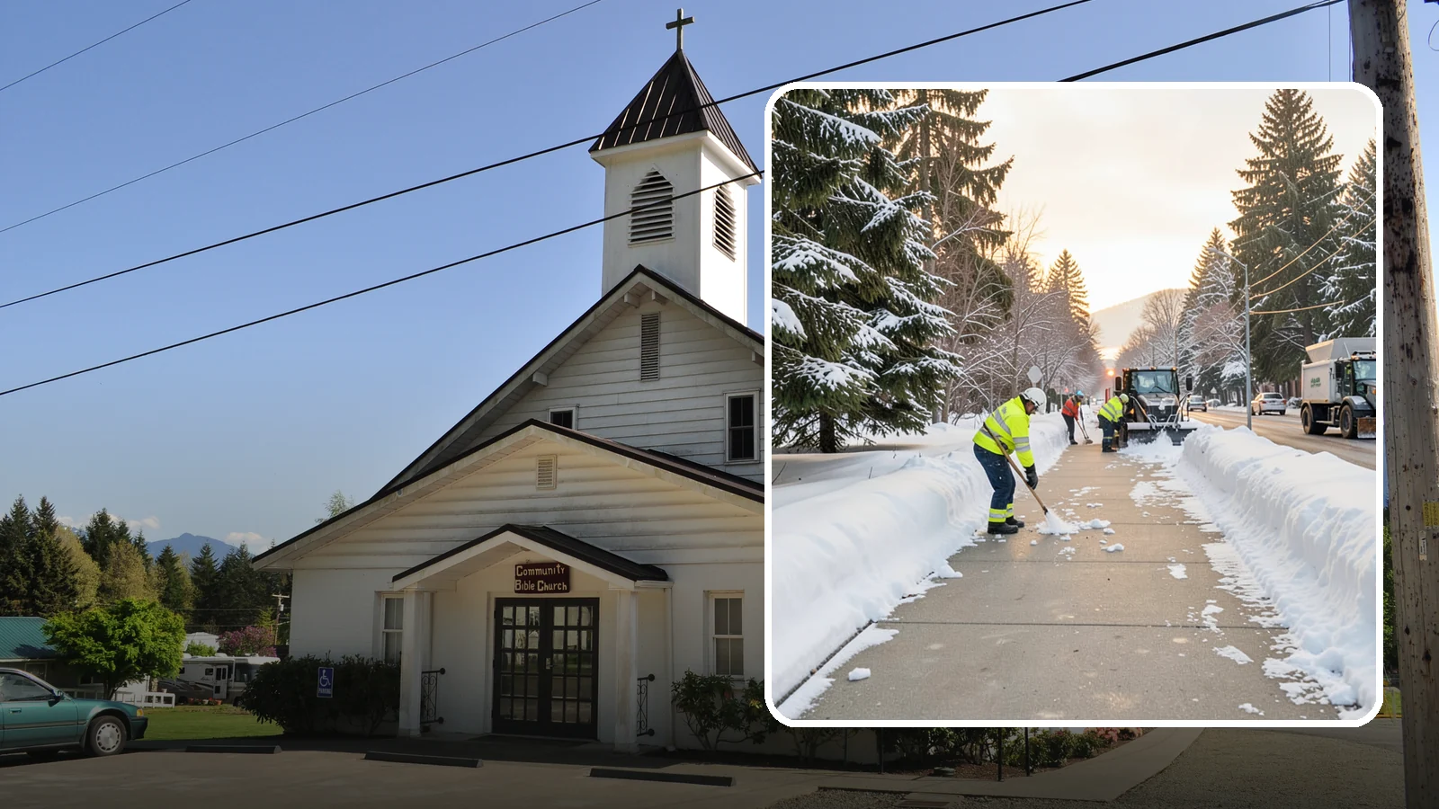 Municipal Sidewalk Clearing in Concrete, Skagit County, WA - Public right-of-way sidewalk clearing for Western Washington municipalities, keeping civic walks, transit approaches, and...