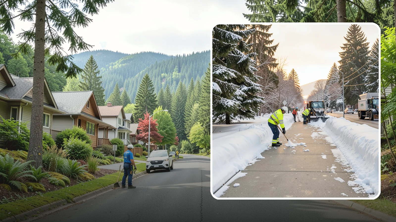 Municipal Sidewalk Clearing in Darrington, Snohomish County, WA - Public right-of-way sidewalk clearing for Western Washington municipalities, keeping civic walks, transit approaches, and...