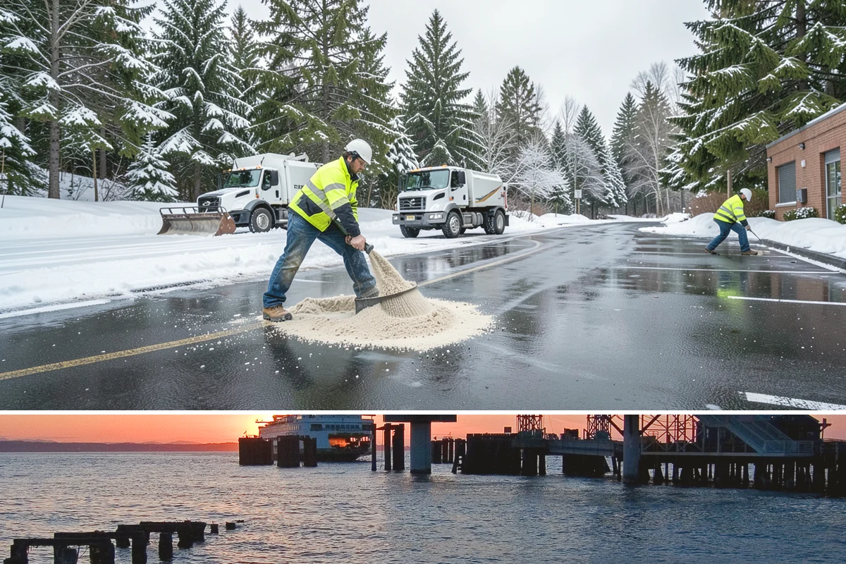 Municipal Sidewalk Clearing in Edmonds, Snohomish County, WA - Municipal demand spans late November through February, with shaded downtown blocks and transit stops needing repeated freeze-thaw...