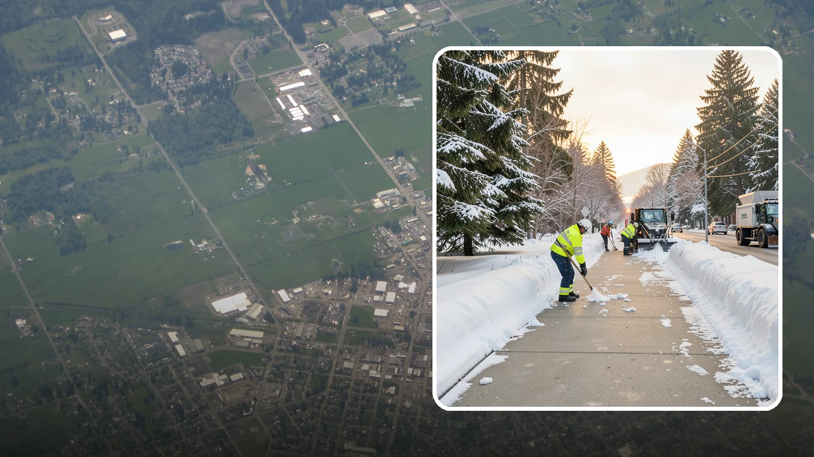 Municipal Sidewalk Clearing in Enumclaw, King County, WA - Public right-of-way sidewalk clearing for Western Washington municipalities, keeping civic walks, transit approaches, and...