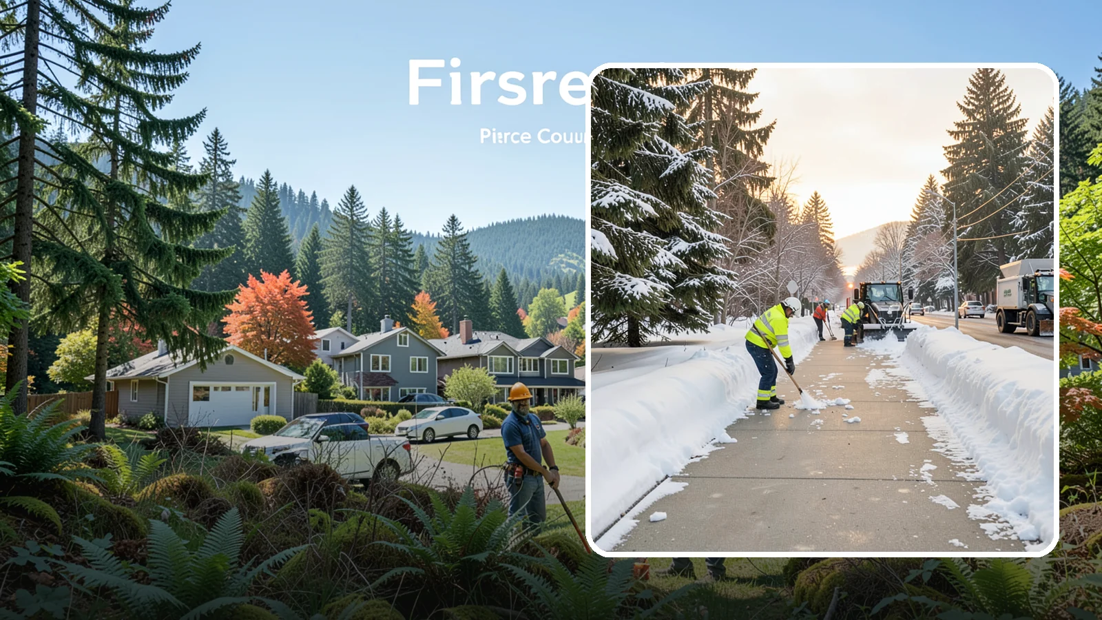 Municipal Sidewalk Clearing in Fircrest, Pierce County, WA - Public right-of-way sidewalk clearing for Western Washington municipalities, keeping civic walks, transit approaches, and...