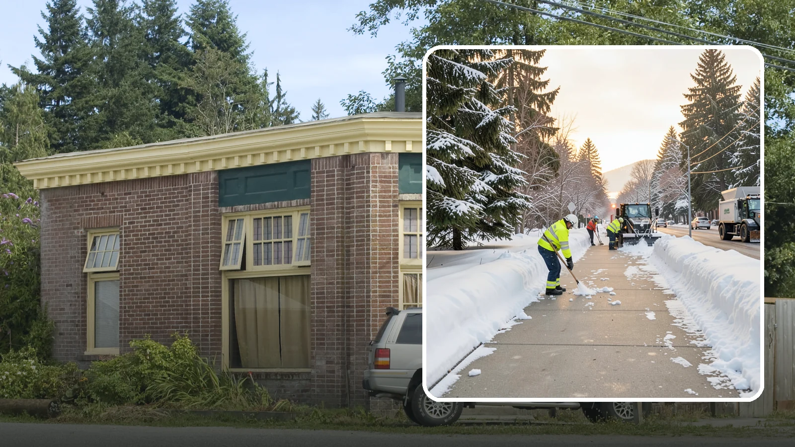 Municipal Sidewalk Clearing in Hamilton, Skagit County, WA - Public right-of-way sidewalk clearing for Western Washington municipalities, keeping civic walks, transit approaches, and...