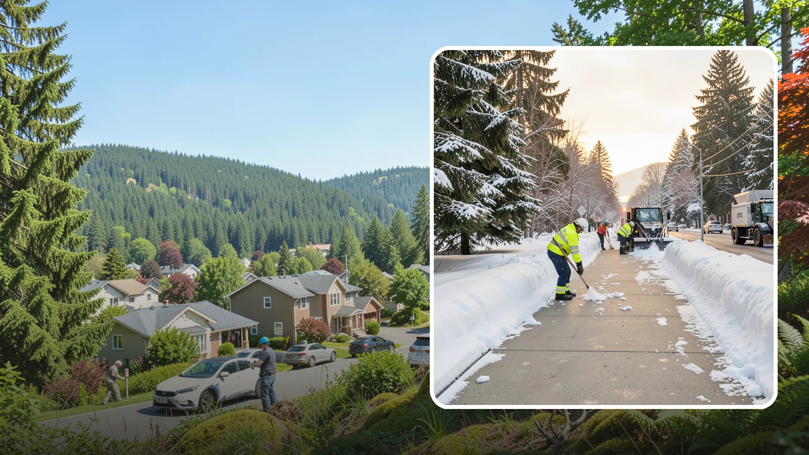 Municipal Sidewalk Clearing in Index, Snohomish County, WA - Public right-of-way sidewalk clearing for Western Washington municipalities, keeping civic walks, transit approaches, and...