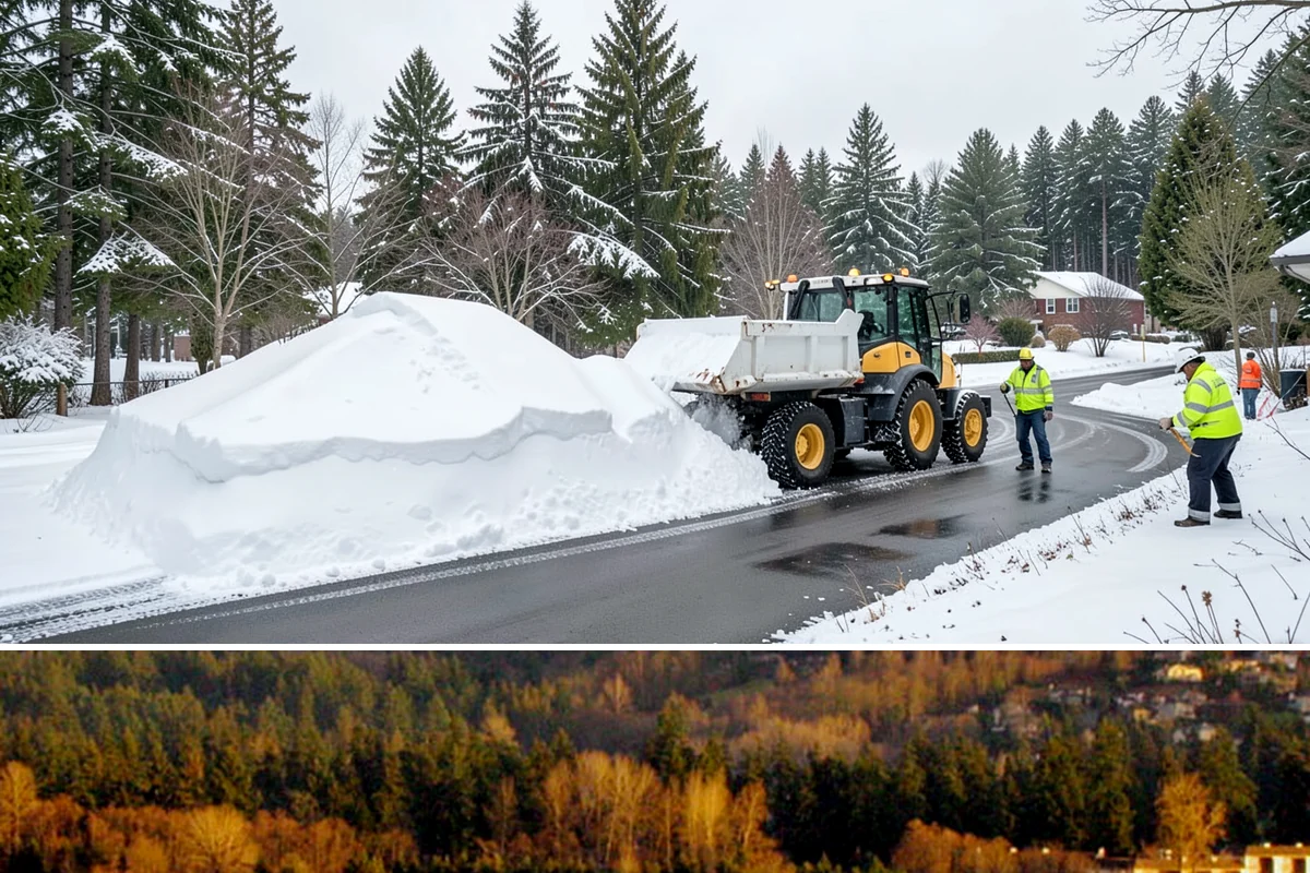 Municipal Sidewalk Clearing in Kenmore, King County, WA - Municipal demand spans late November through February, with shaded downtown blocks and transit stops needing repeated freeze-thaw...