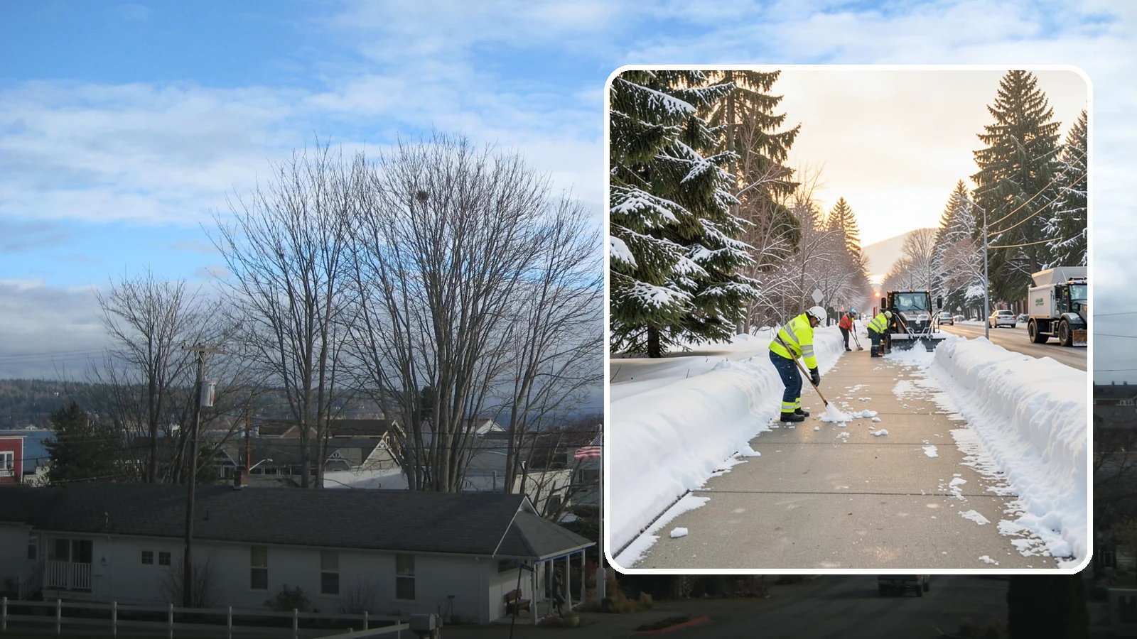 Municipal Sidewalk Clearing in Langley, Island County, WA - Public right-of-way sidewalk clearing for Western Washington municipalities, keeping civic walks, transit approaches, and...
