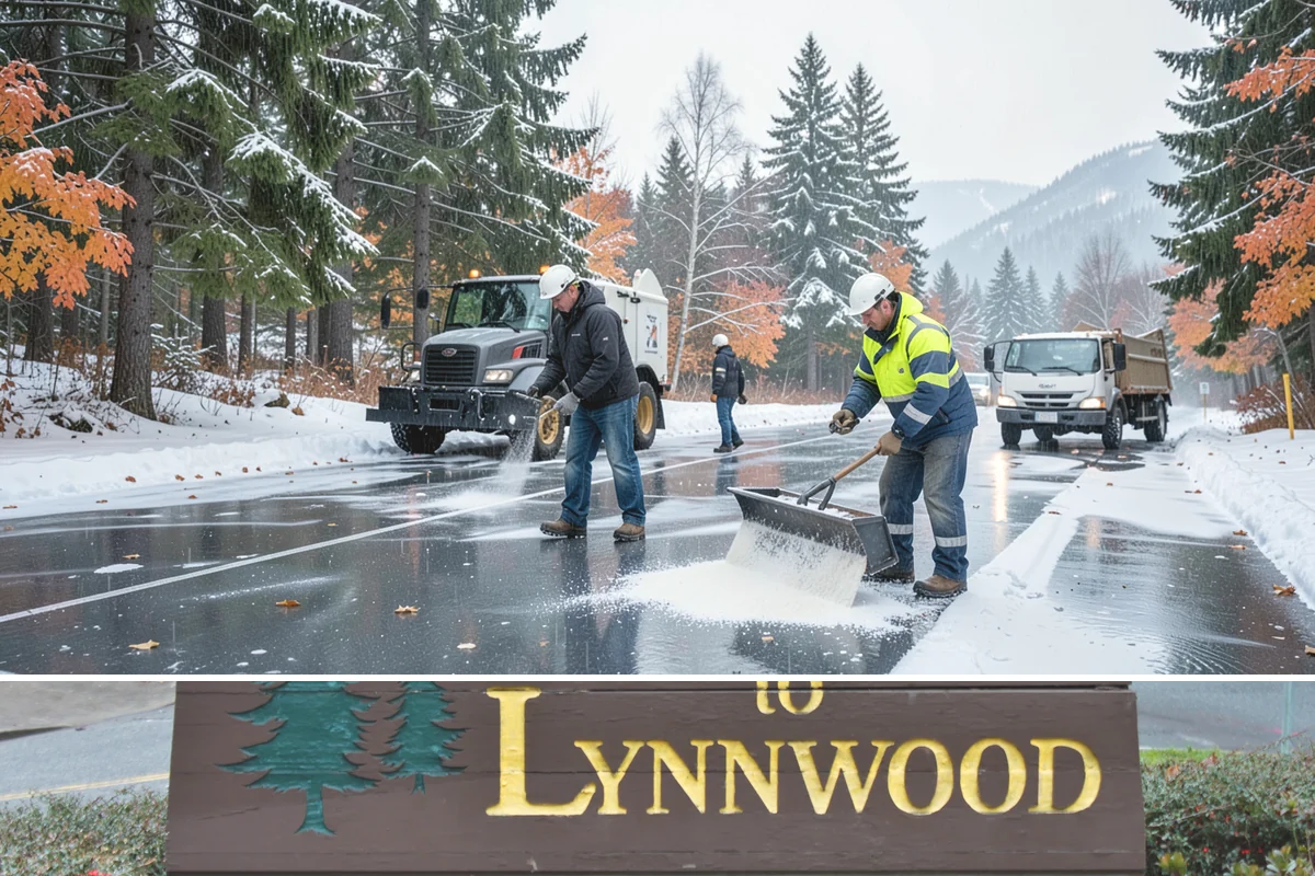 Municipal Sidewalk Clearing in Lynnwood, Snohomish County, WA - Municipal demand spans late November through February, with shaded downtown blocks and transit stops needing repeated freeze-thaw...