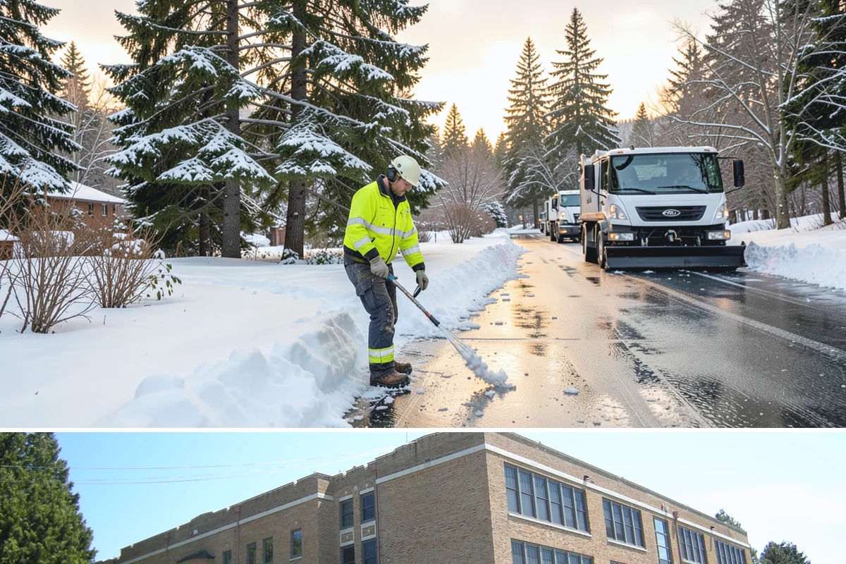 Municipal Sidewalk Clearing in Maple Valley, King County, WA - Municipal demand spans late November through February, with shaded downtown blocks and transit stops needing repeated freeze-thaw...