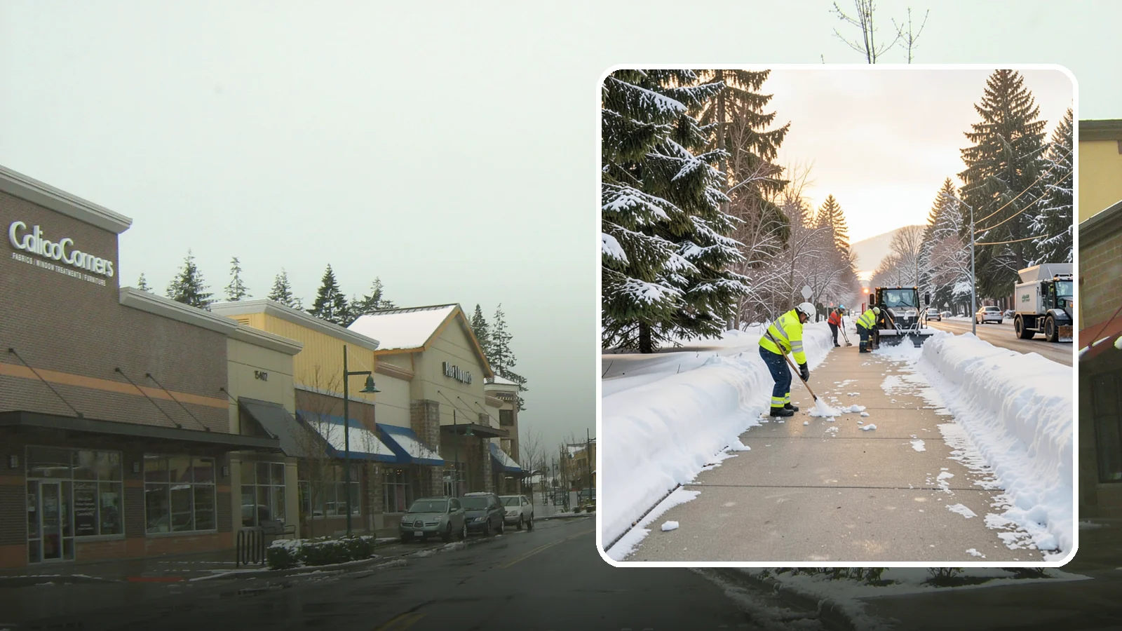 Municipal Sidewalk Clearing in Mill Creek, Snohomish County, WA - Public right-of-way sidewalk clearing for Western Washington municipalities, keeping civic walks, transit approaches, and...