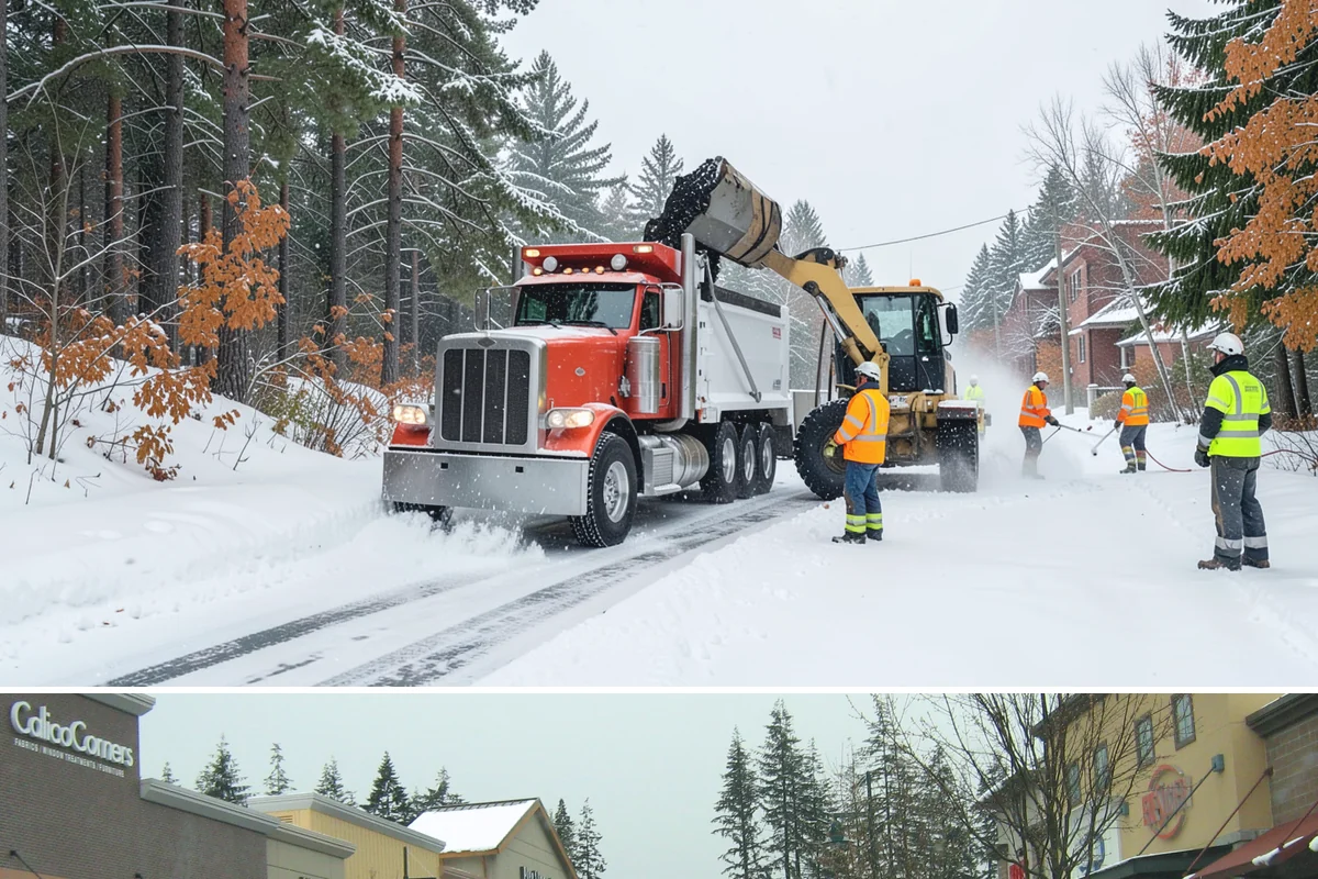 Municipal Sidewalk Clearing in Mill Creek, Snohomish County, WA - Municipal demand spans late November through February, with shaded downtown blocks and transit stops needing repeated freeze-thaw...
