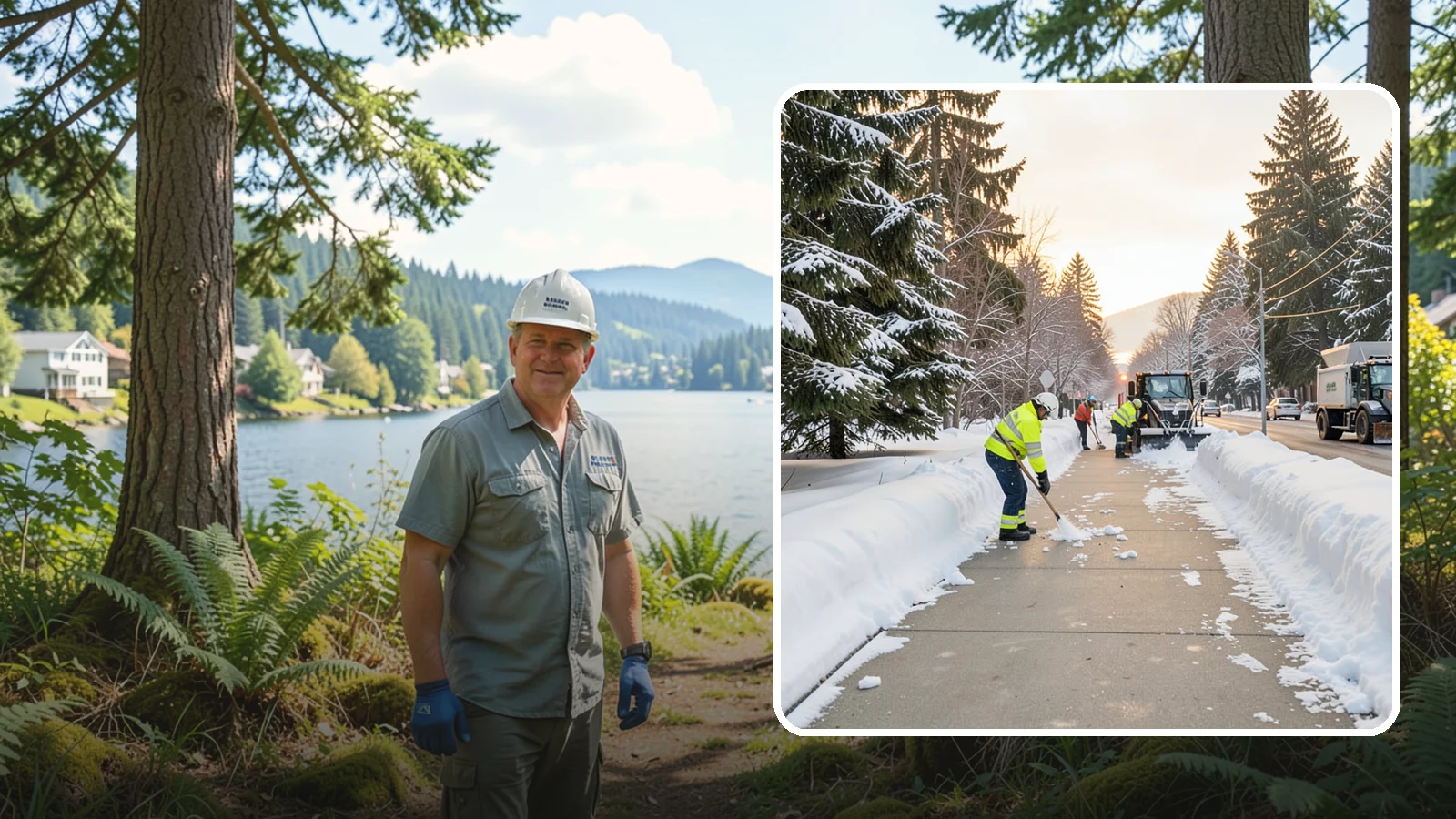 Municipal Sidewalk Clearing in Milton, King County, WA - Public right-of-way sidewalk clearing for Western Washington municipalities, keeping civic walks, transit approaches, and...