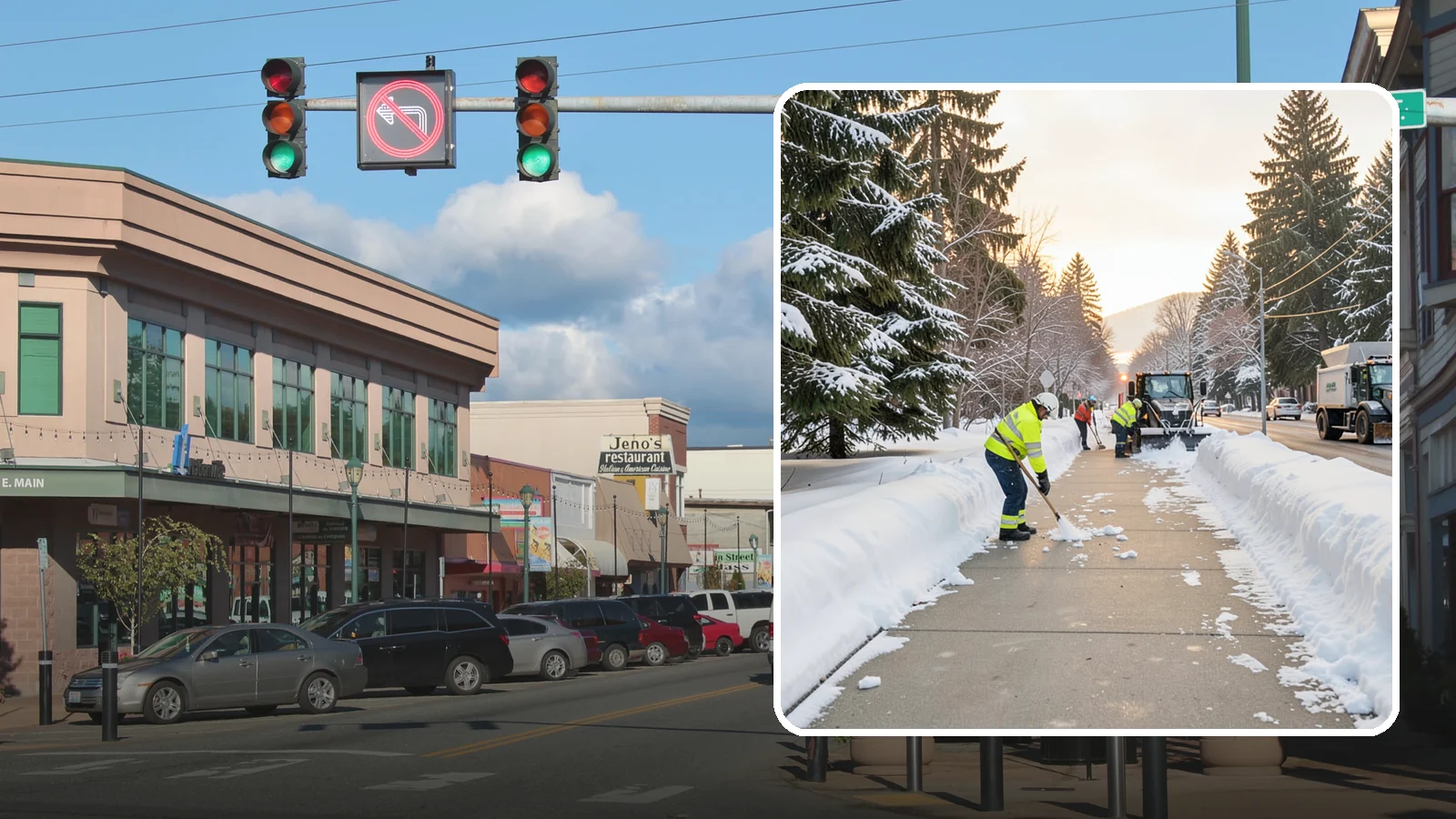 Municipal Sidewalk Clearing in Monroe, Snohomish County, WA - Public right-of-way sidewalk clearing for Western Washington municipalities, keeping civic walks, transit approaches, and...