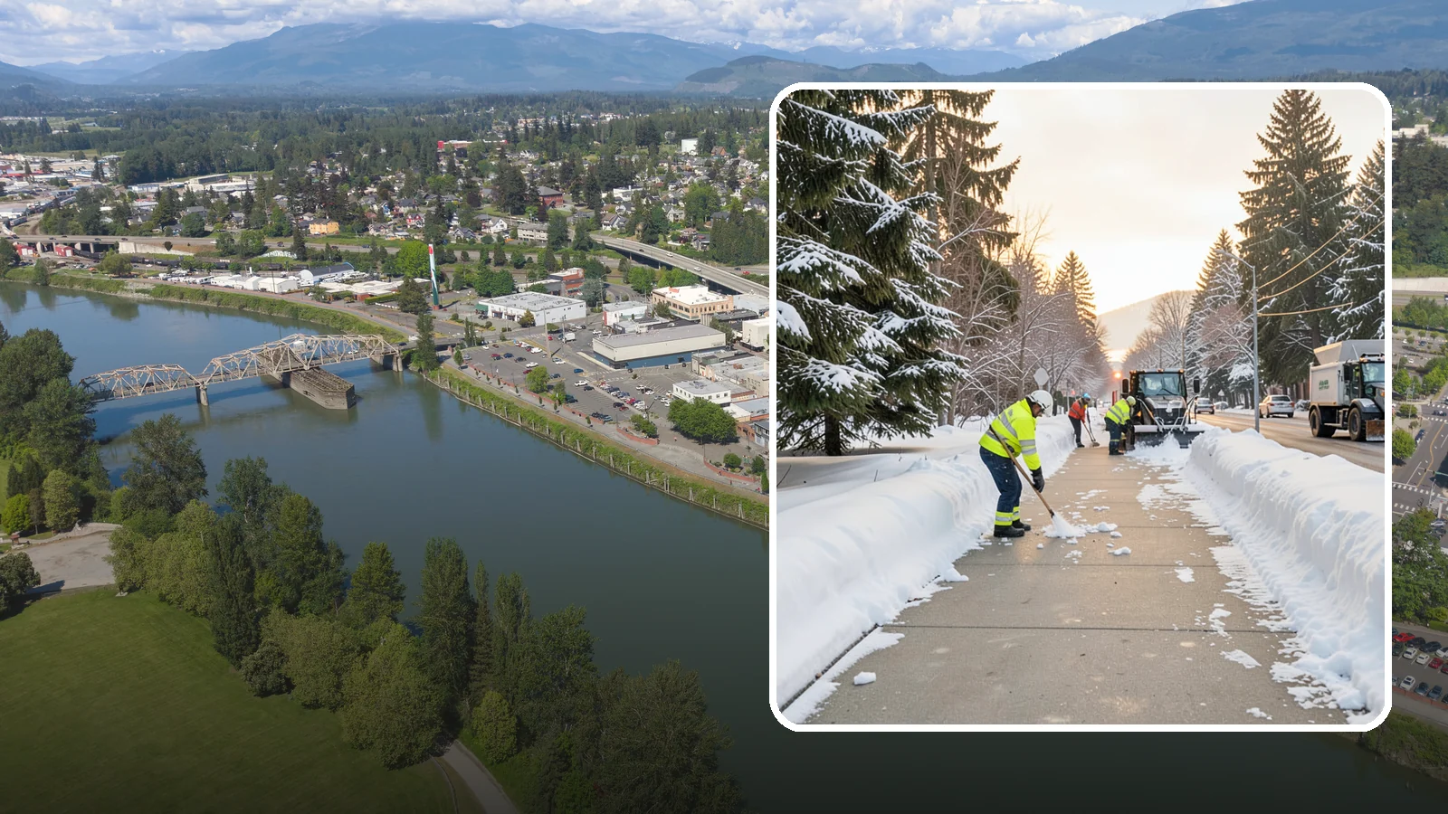 Municipal Sidewalk Clearing in Mount Vernon, Skagit County, WA - Public right-of-way sidewalk clearing for Western Washington municipalities, keeping civic walks, transit approaches, and...