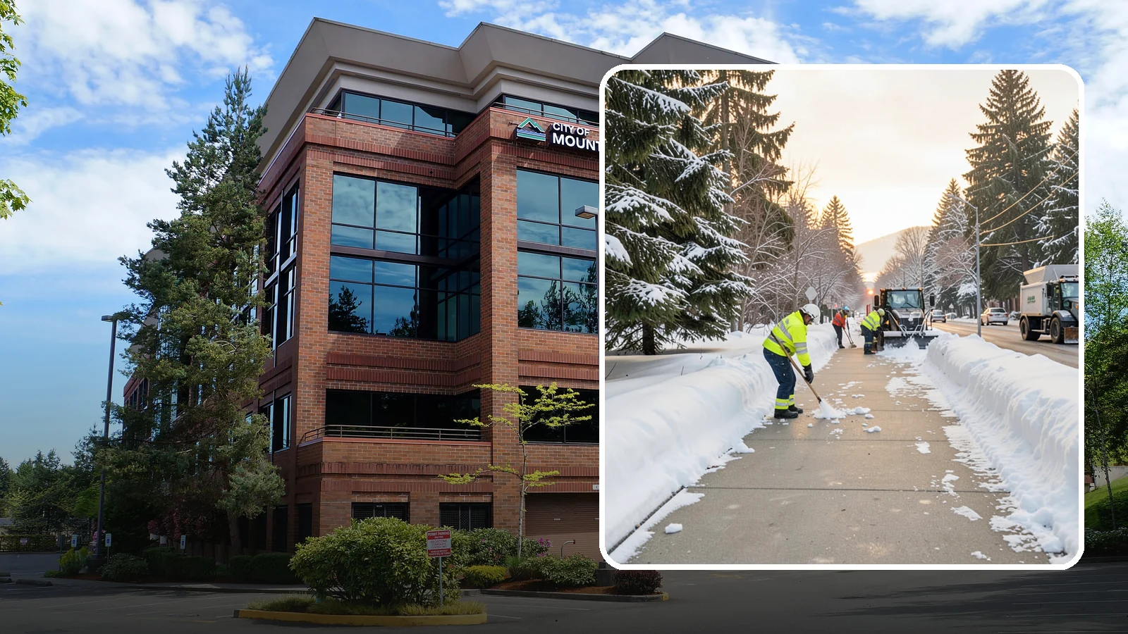Municipal Sidewalk Clearing in Mountlake Terrace, Snohomish County, WA - Public right-of-way sidewalk clearing for Western Washington municipalities, keeping civic walks, transit approaches, and...
