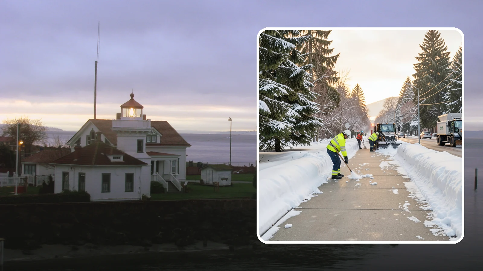 Municipal Sidewalk Clearing in Mukilteo, Snohomish County, WA - Public right-of-way sidewalk clearing for Western Washington municipalities, keeping civic walks, transit approaches, and...