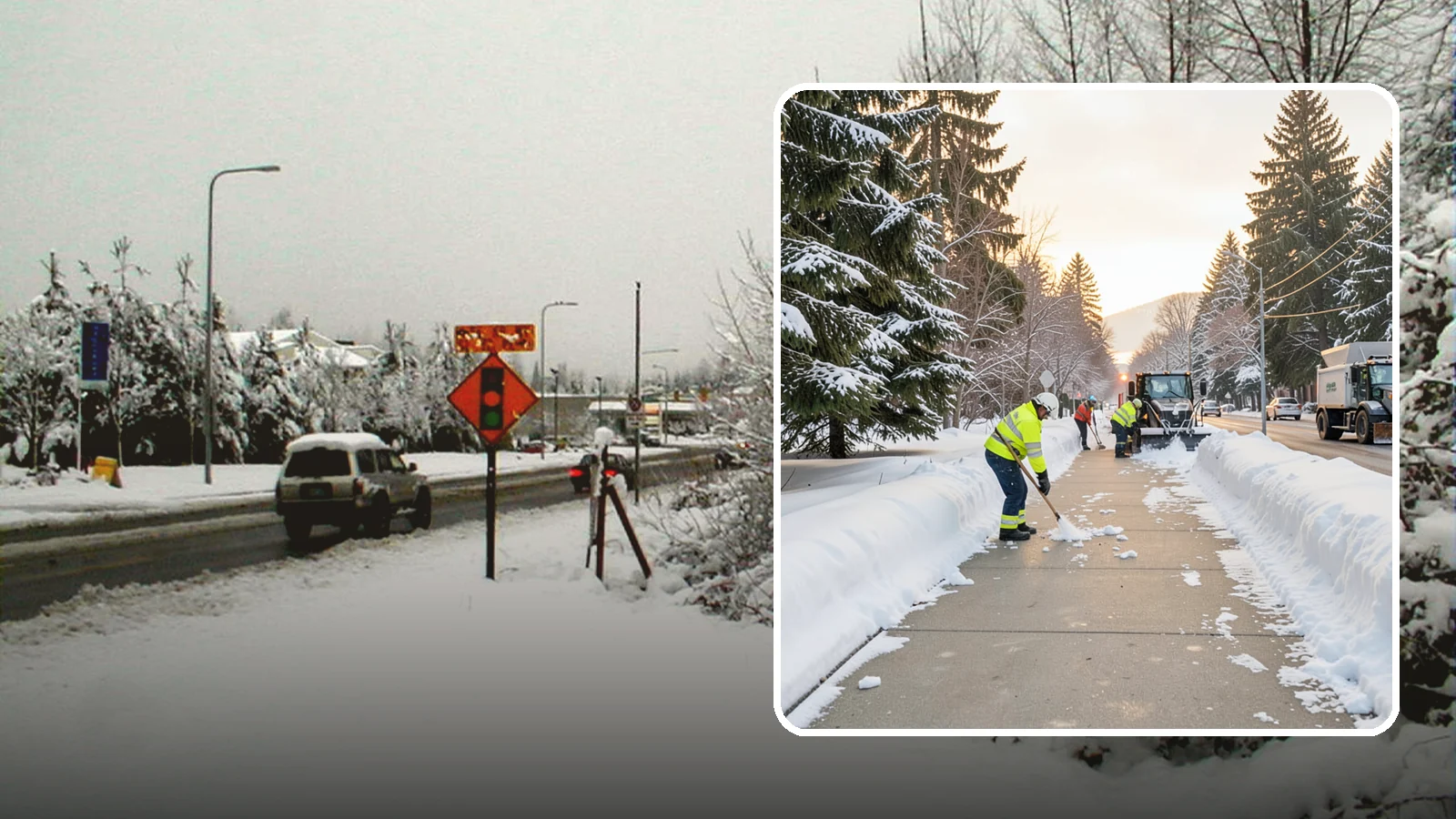 Municipal Sidewalk Clearing in Newcastle, King County, WA - Public right-of-way sidewalk clearing for Western Washington municipalities, keeping civic walks, transit approaches, and...