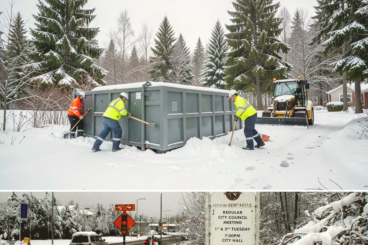 Municipal Sidewalk Clearing in Newcastle, King County, WA - Municipal demand spans late November through February, with shaded downtown blocks and transit stops needing repeated freeze-thaw...