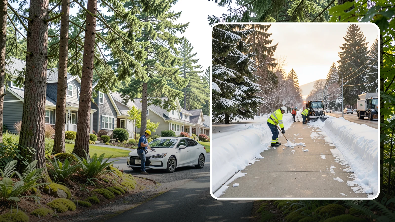 Municipal Sidewalk Clearing in Normandy Park, King County, WA - Public right-of-way sidewalk clearing for Western Washington municipalities, keeping civic walks, transit approaches, and...