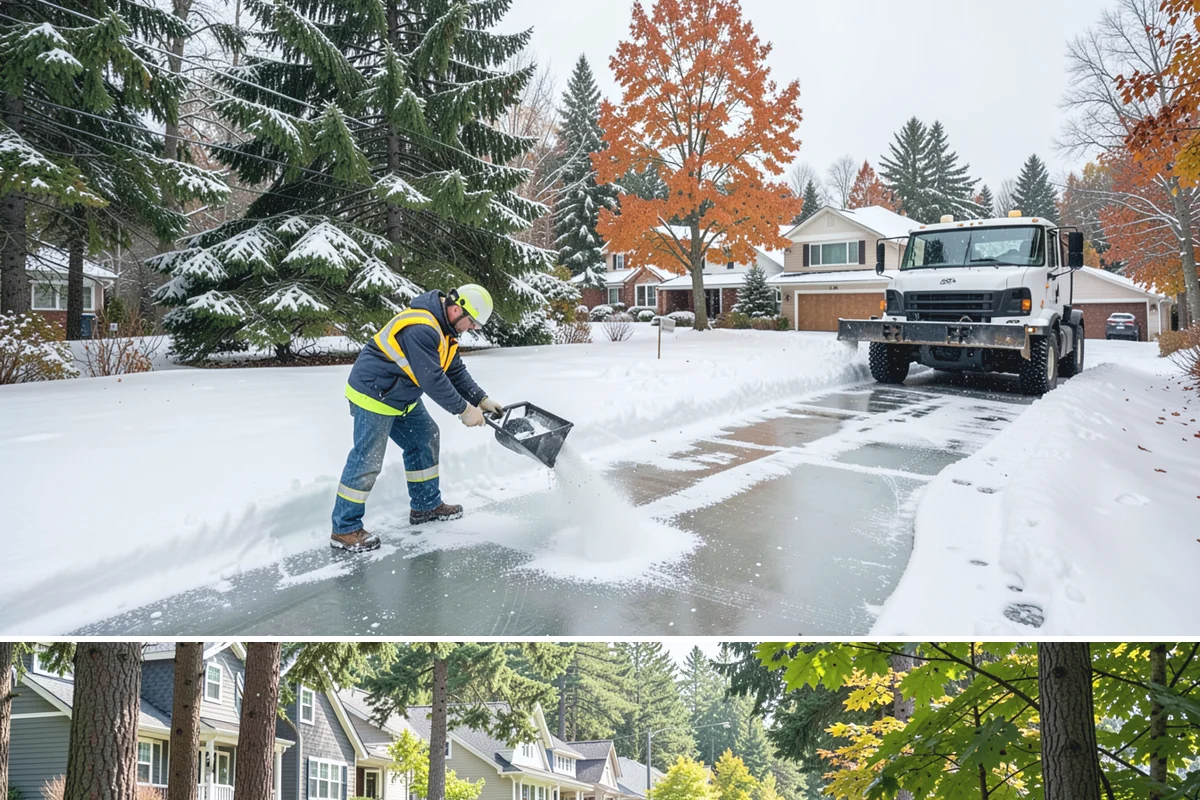 Municipal Sidewalk Clearing in Normandy Park, King County, WA - Municipal demand spans late November through February, with shaded downtown blocks and transit stops needing repeated freeze-thaw...