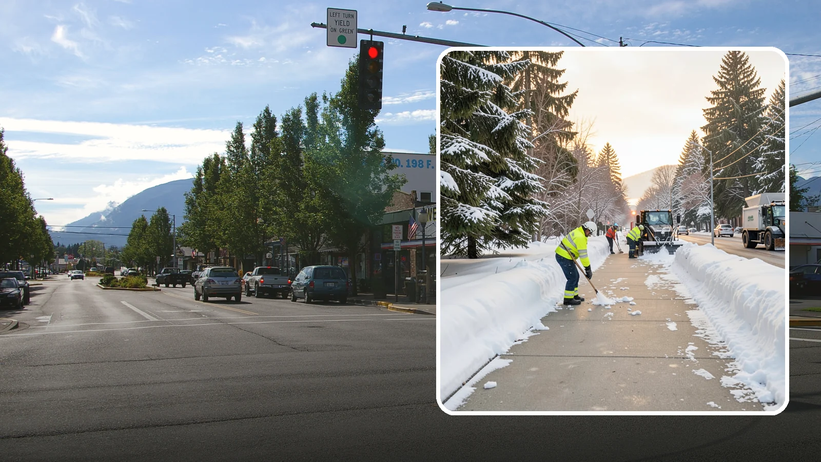 Municipal Sidewalk Clearing in North Bend, King County, WA - Public right-of-way sidewalk clearing for Western Washington municipalities, keeping civic walks, transit approaches, and...