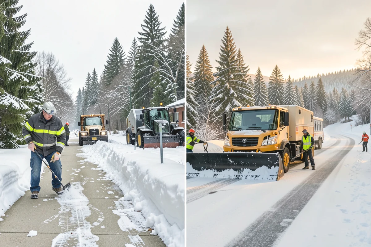 Municipal Sidewalk Clearing in North Bend, King County, WA - Route civic walks, transit stops, and building entries by priority