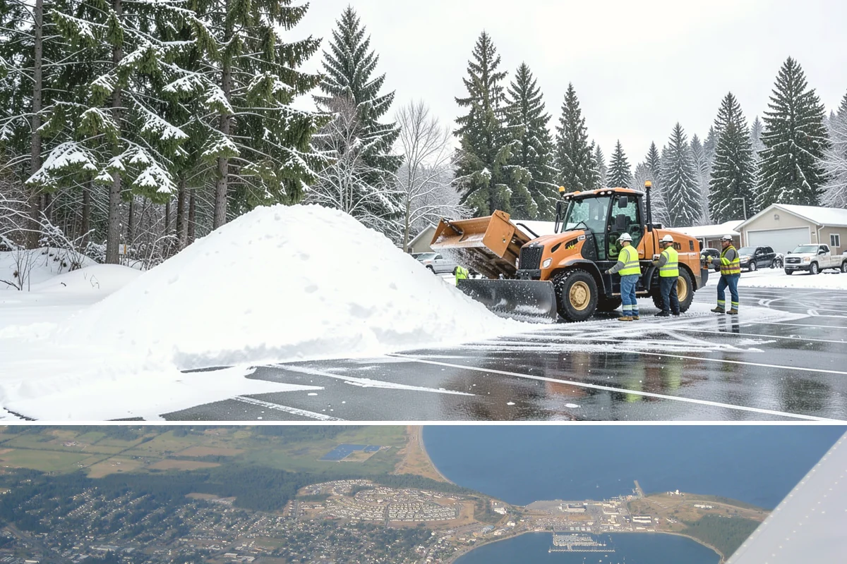 Municipal Sidewalk Clearing in Oak Harbor, Island County, WA - Municipal demand spans late November through February, with shaded downtown blocks and transit stops needing repeated freeze-thaw...