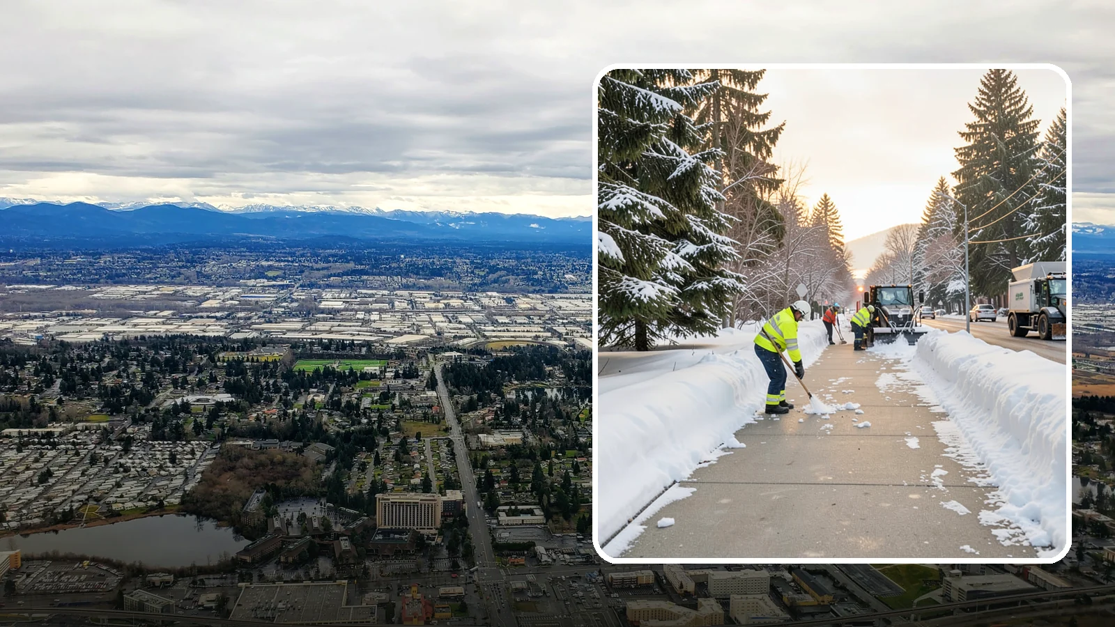 Municipal Sidewalk Clearing in SeaTac, King County, WA - Public right-of-way sidewalk clearing for Western Washington municipalities, keeping civic walks, transit approaches, and...