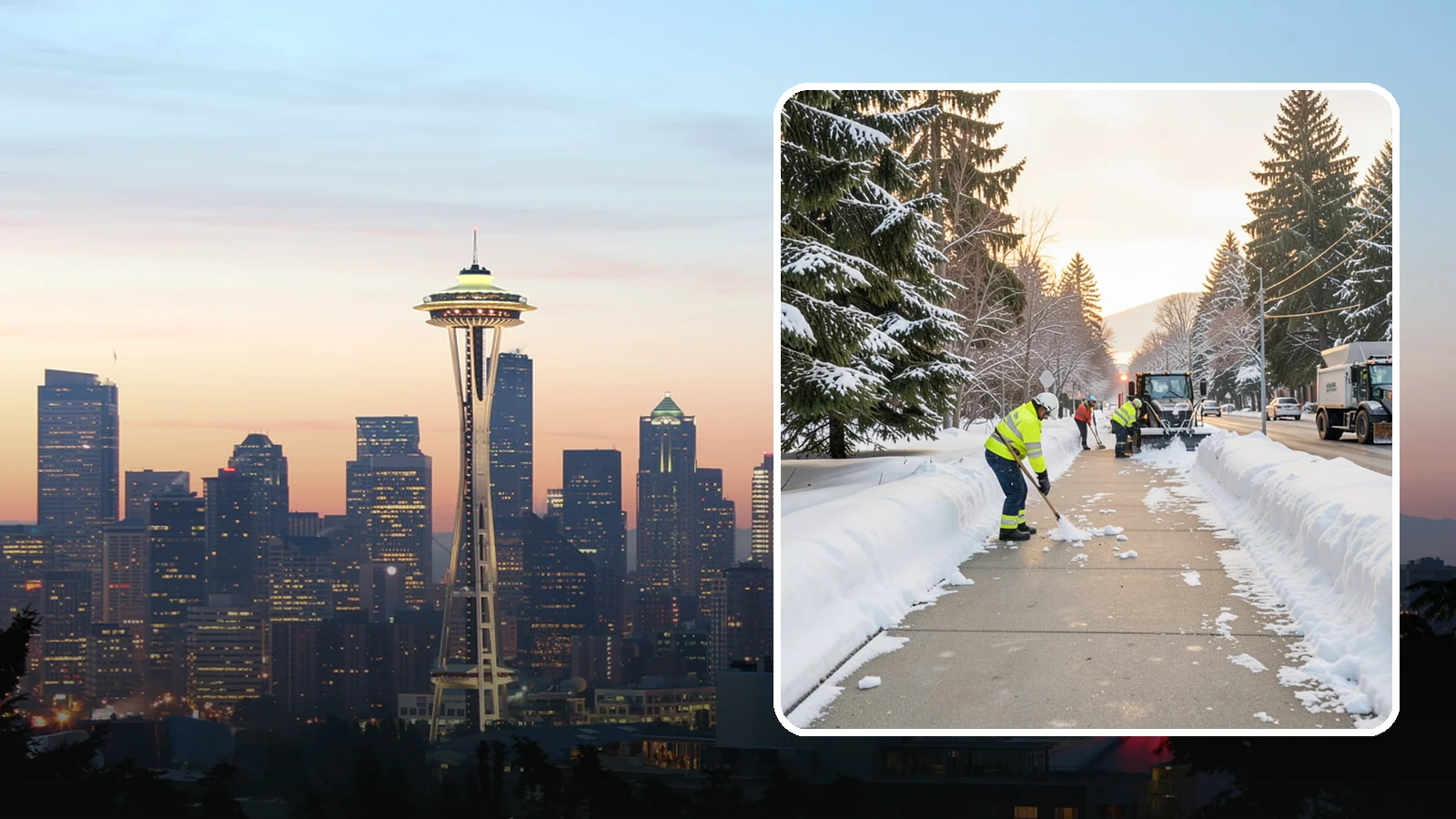 Municipal Sidewalk Clearing in Seattle, King County, WA - Public right-of-way sidewalk clearing for Western Washington municipalities, keeping civic walks, transit approaches, and...