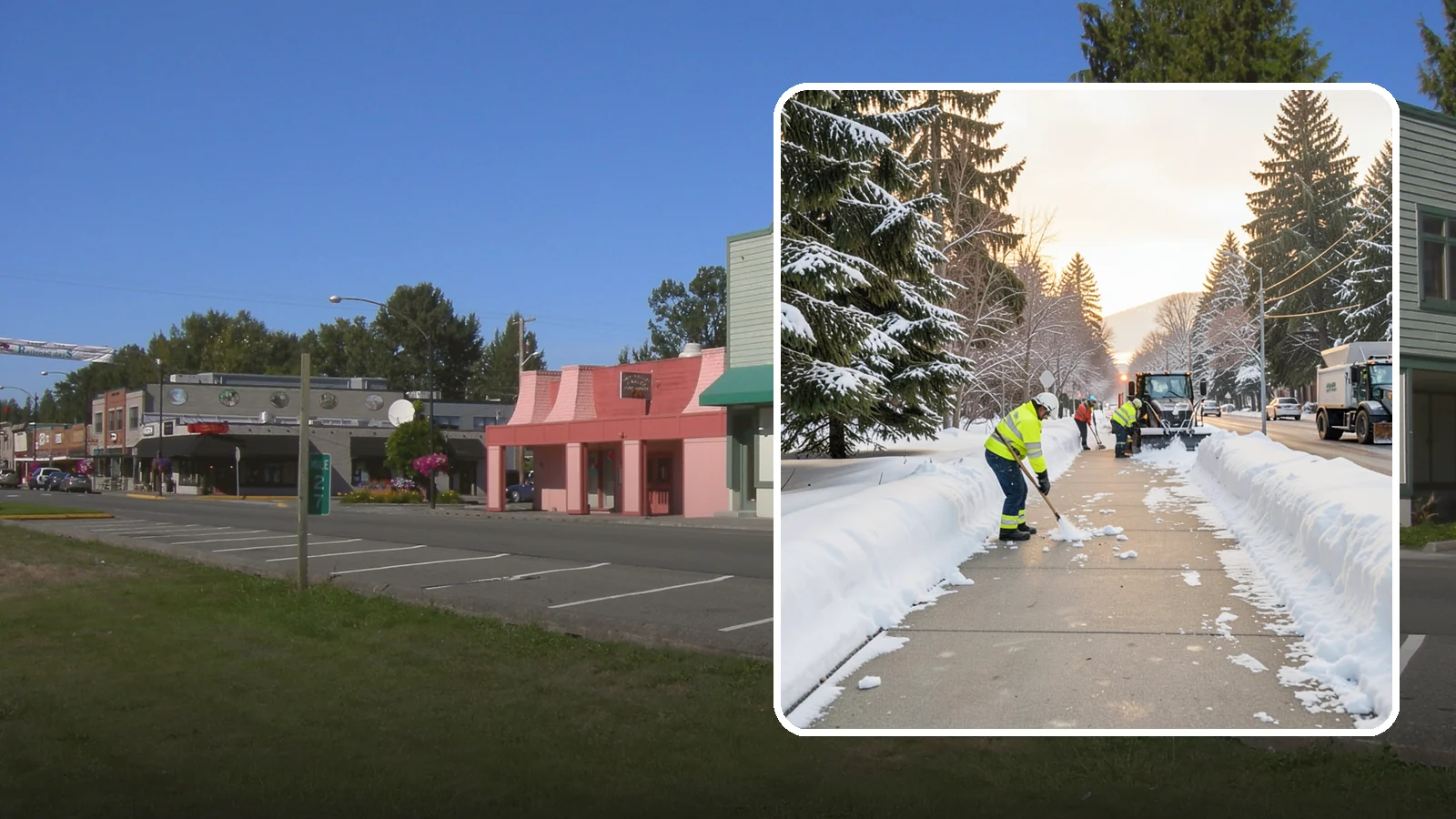 Municipal Sidewalk Clearing in Snoqualmie, King County, WA - Public right-of-way sidewalk clearing for Western Washington municipalities, keeping civic walks, transit approaches, and...