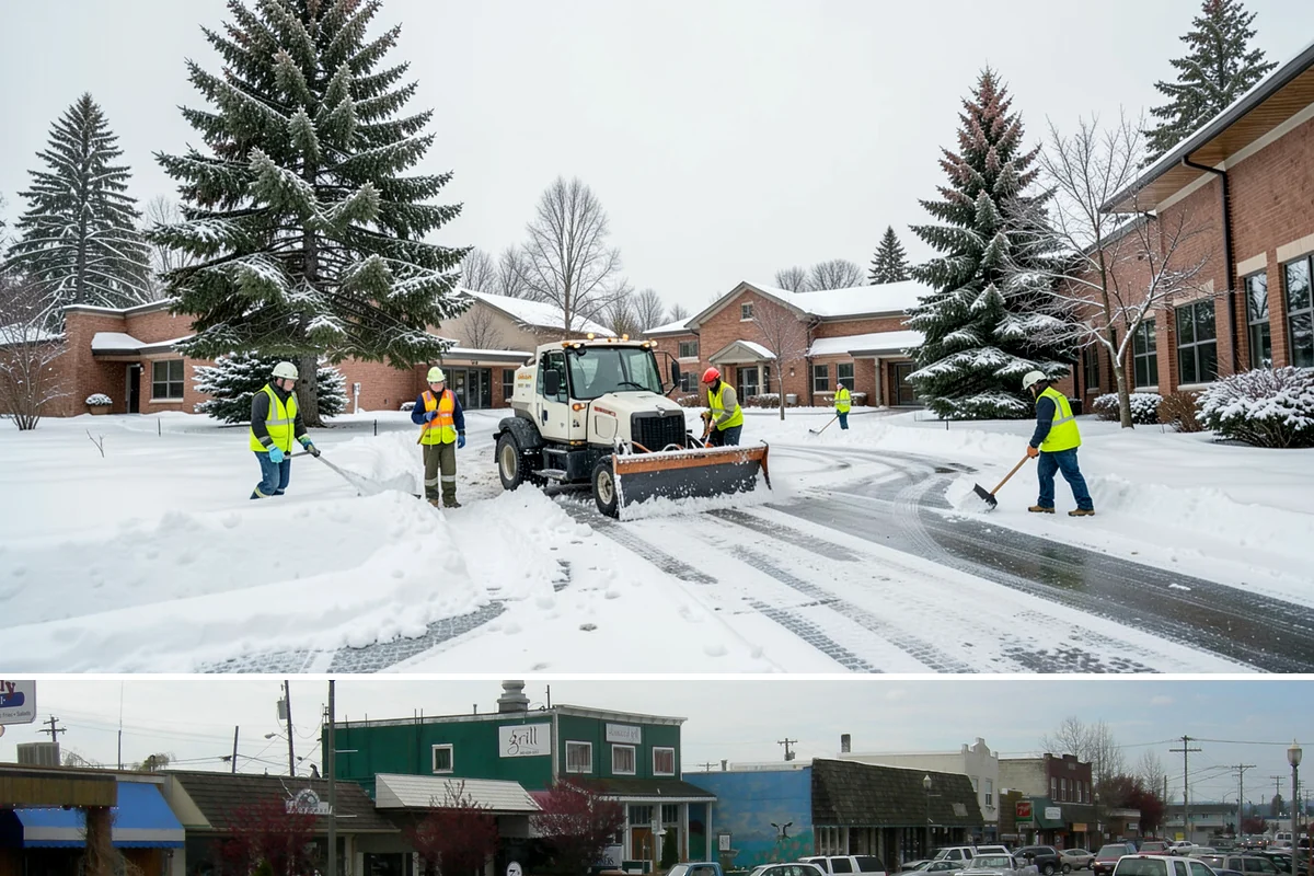 Municipal Sidewalk Clearing in Stanwood, Snohomish County, WA - Municipal demand spans late November through February, with shaded downtown blocks and transit stops needing repeated freeze-thaw...