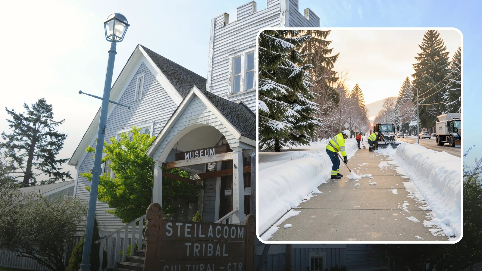 Municipal Sidewalk Clearing in Steilacoom, Pierce County, WA - Public right-of-way sidewalk clearing for Western Washington municipalities, keeping civic walks, transit approaches, and...